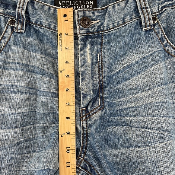 AFFLICTION LOS ANGELES Denim Jeans Mens 42x31 Flap Back Pocket Plain Jane - Picture 6 of 14